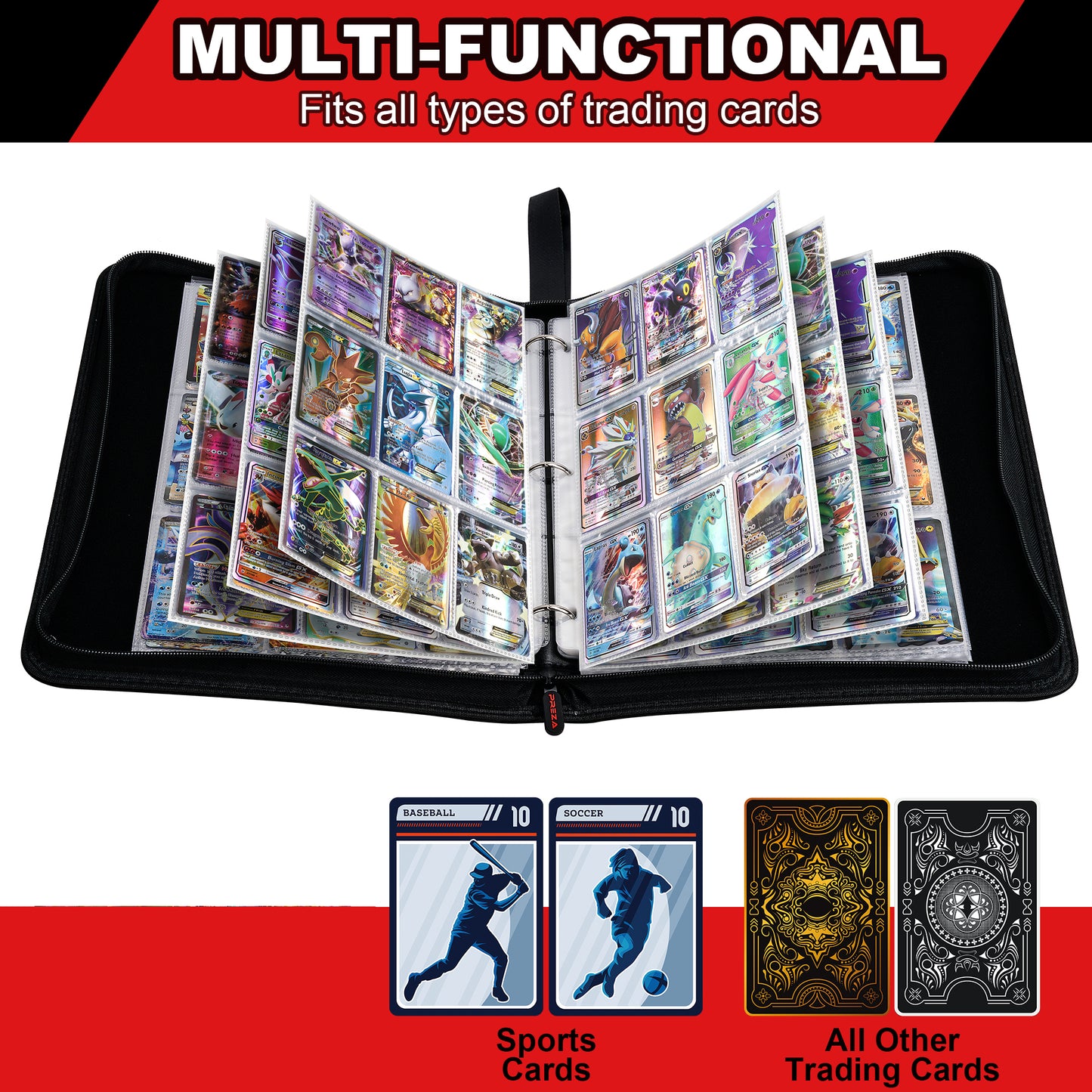 (NEW) Red Trading Card Binder (Holds 900 Cards)