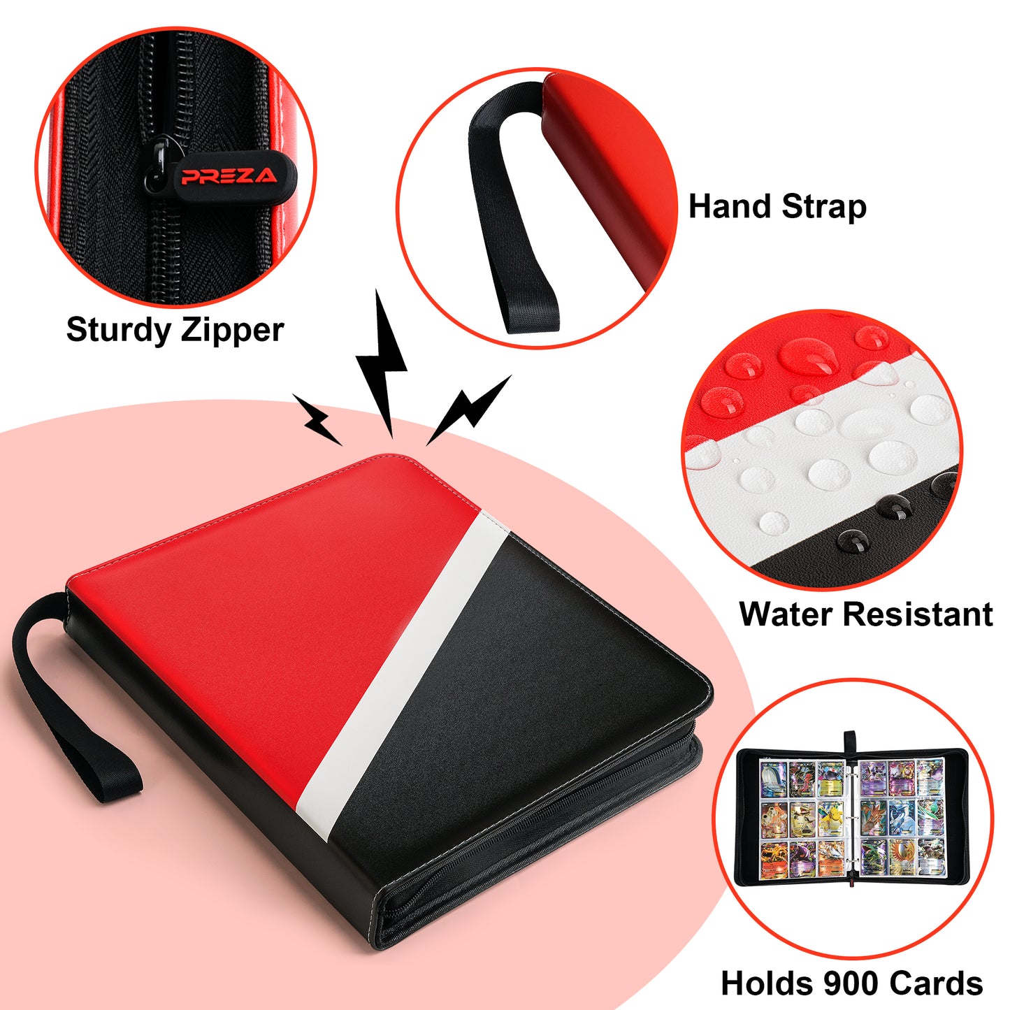 (NEW) Red Trading Card Binder (Holds 900 Cards)