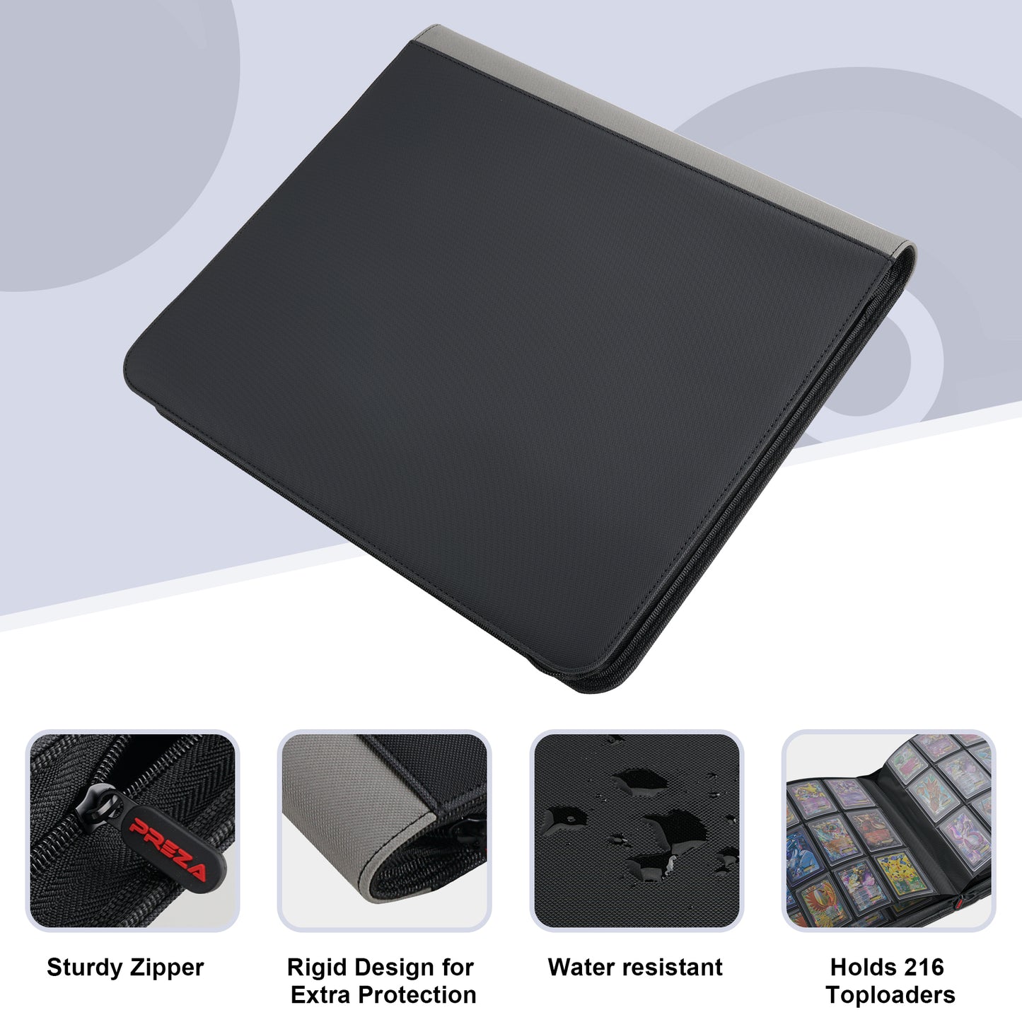 PREZA Toploader Binder - Holds 216 Top Loaders (black)