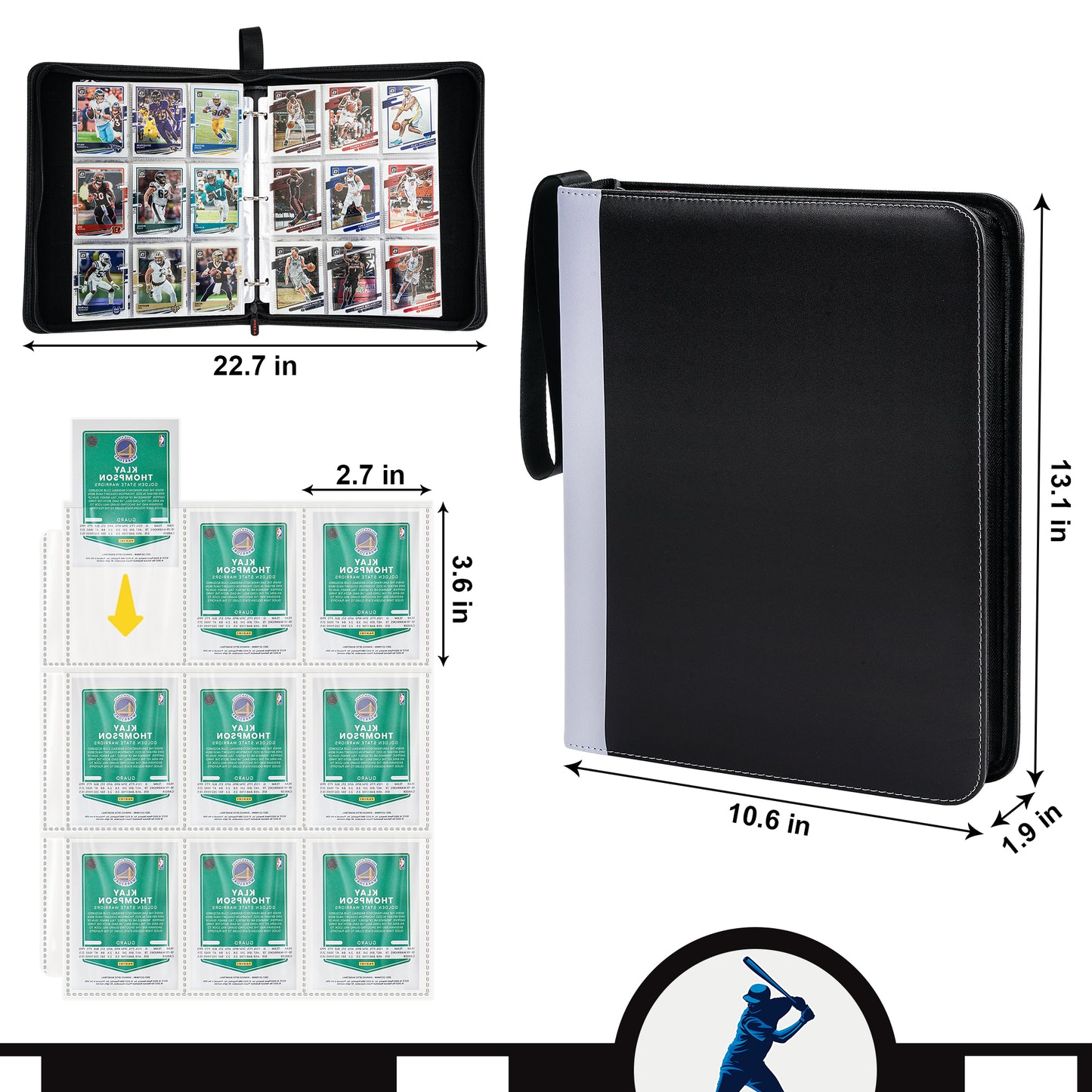 Black Trading Card Binder (Holds 900 Cards)