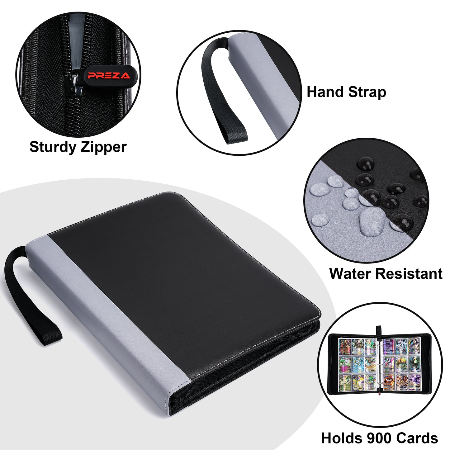 Black Trading Card Binder (Holds 900 Cards)
