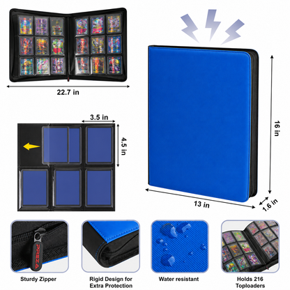 PREZA Toploader Binder - Holds 216 Top Loaders (Blue)