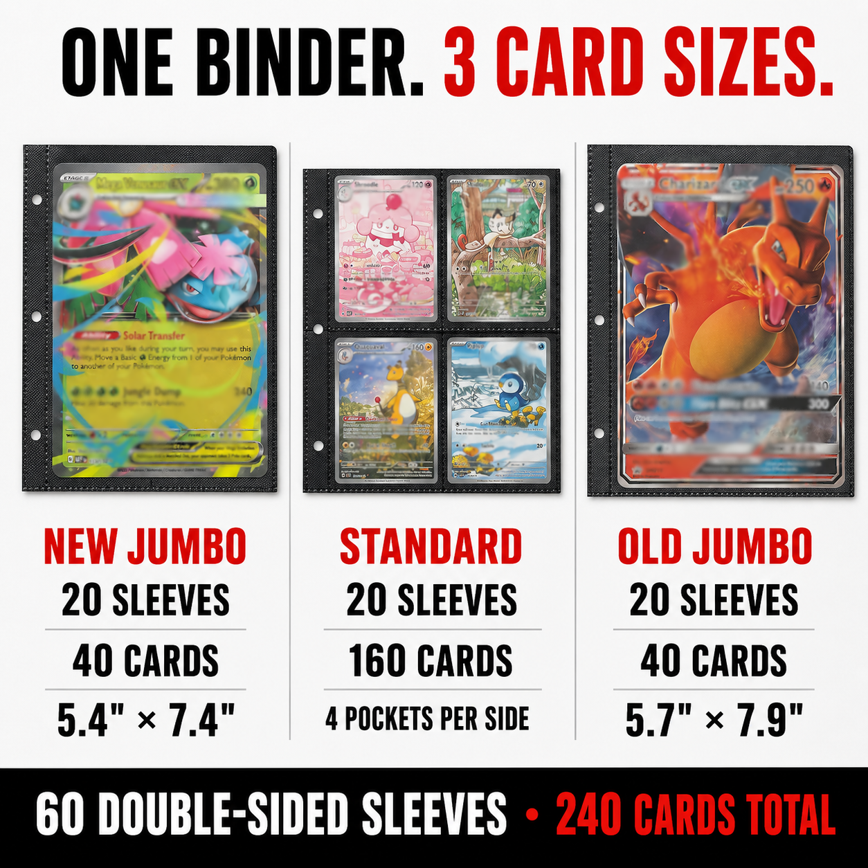 PREZA Jumbo & Standard Card Binder - Holds 240 Cards