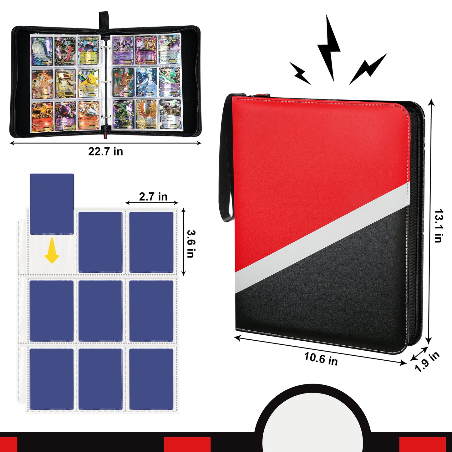(NEW) Red Trading Card Binder (Holds 900 Cards)