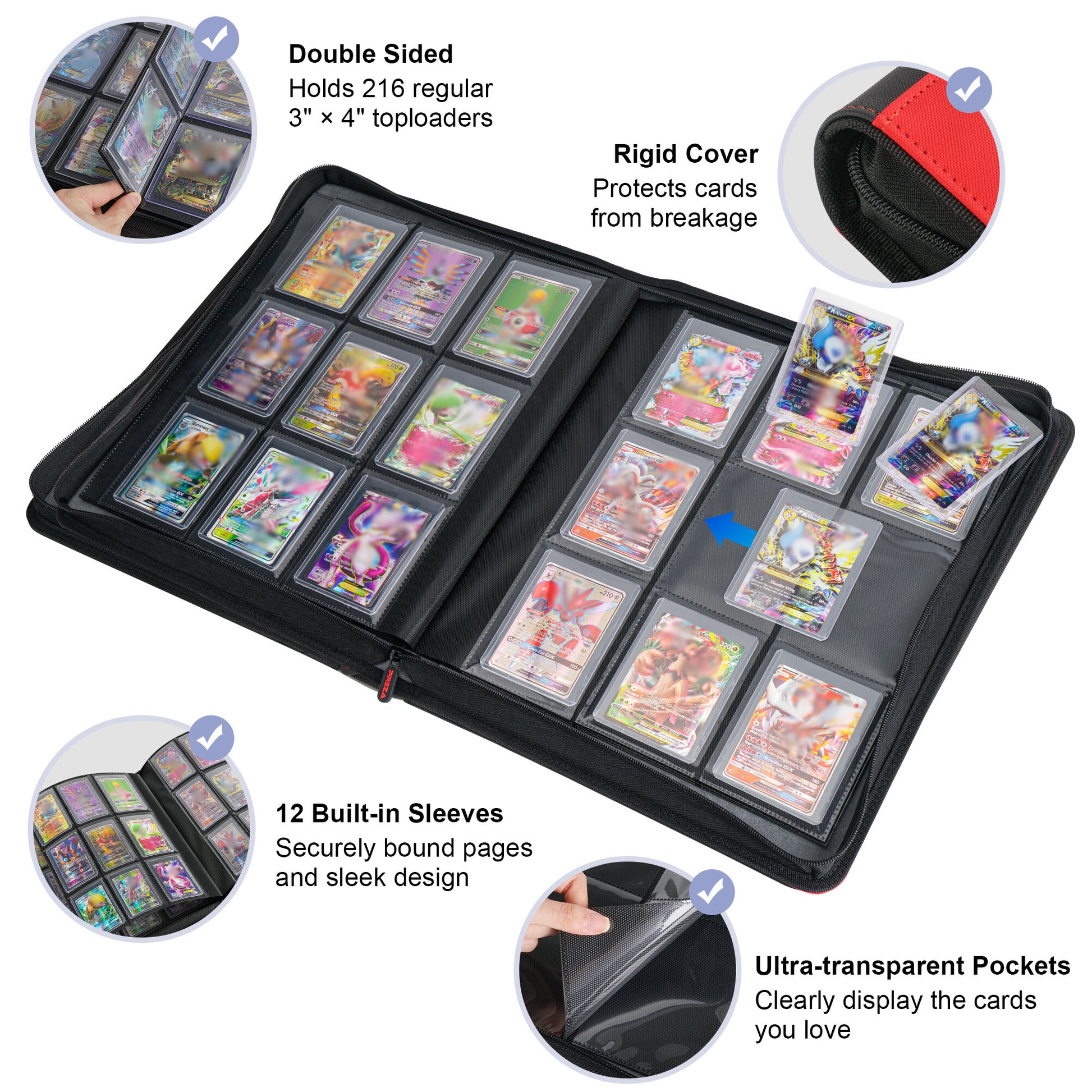 PREZA Toploader Binder - Holds 216 Top Loaders (red) Preza Cards PREZA Toploader Binder - Holds 216 Top Loaders (red) Preza Cards