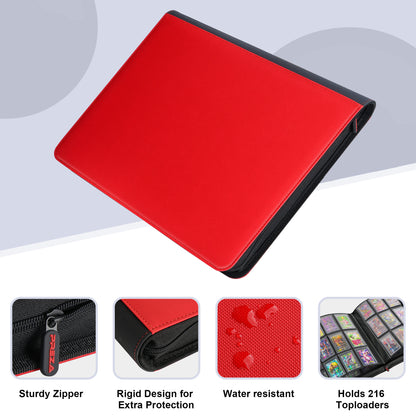 PREZA Toploader Binder - Holds 216 Top Loaders (red)