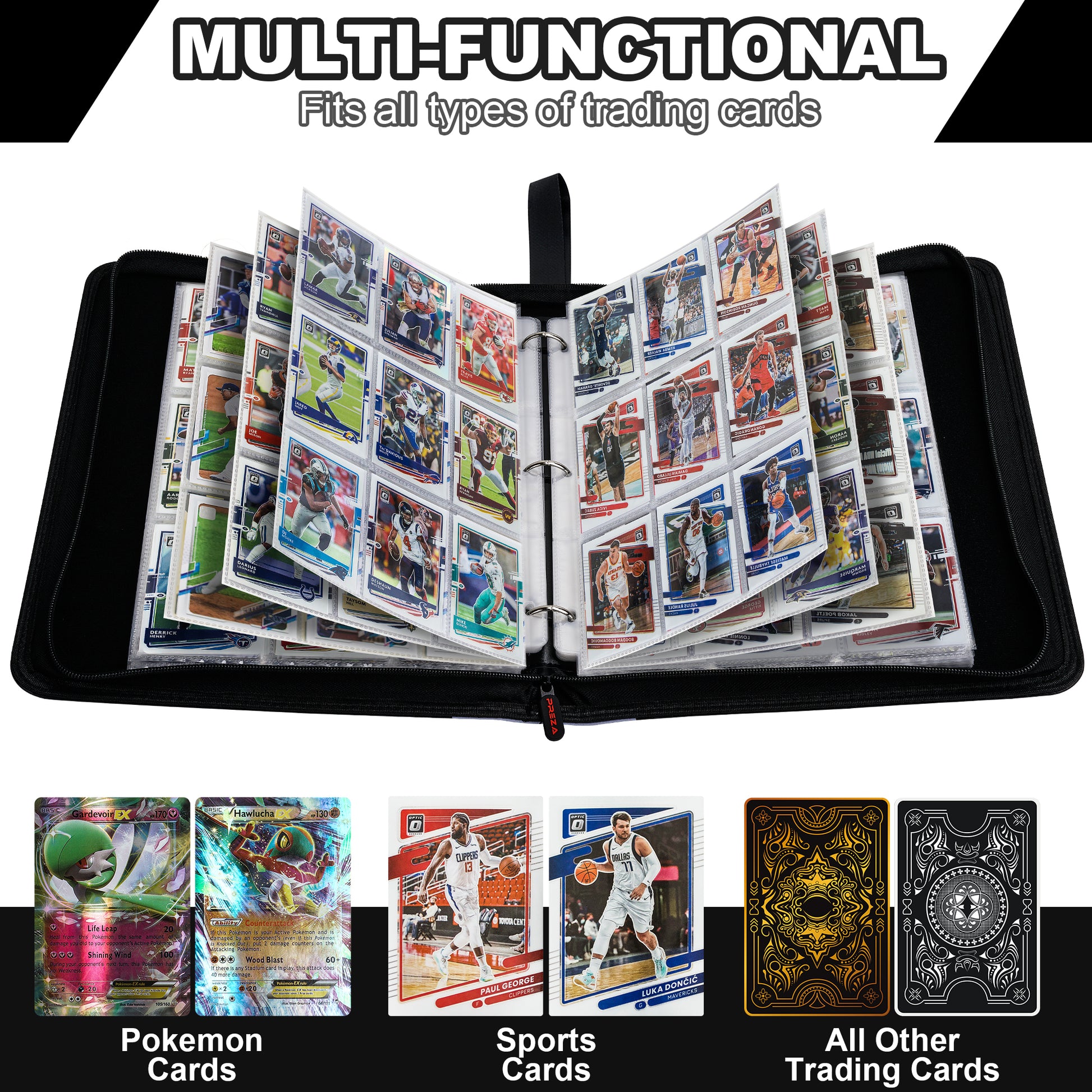 Black Trading Card Binder (Holds 900 Cards) Preza Cards Black Trading Card Binder (Holds 900 Cards) Preza Cards